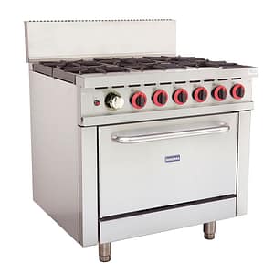 Gasmax GBS6TS 6-Burner Commercial Gas Range with Integrated Oven & Flame Failure Protection