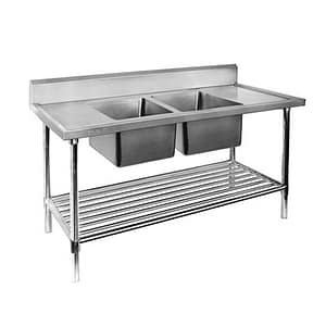 FED DSB6-1200C/A double centre sink bench 1200×600×900mm with pot undershelf stainless steel commercial sink bench Australia