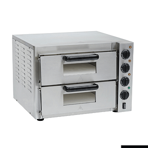 BakerMax EP-2T Compact Countertop Double Deck Pizza Oven with Ceramic Hearth