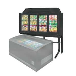 Bonnet Névé Sound Top 4D overhead glass door freezer with 630L display, ideal for supermarkets
