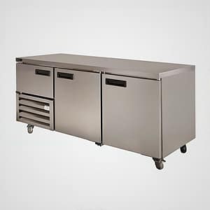 Anvil UBS1800(H) stainless steel under bar fridge, 610L, 2½ doors, 1800mm – front view, Australia