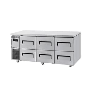 Turbo Air KUR18-2D-6-N undercounter chiller 6 drawers, 538L, 1800×700×855mm, R290 – commercial kitchen fridge, Australia