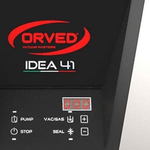The Orved VMO0041 Idea 41 Vacuum Sealer features a 20m³/h pump, MAP gas readiness, digital control panel, and a 410mm sealing bar—ideal for professional foodservice vacuum sealing.
