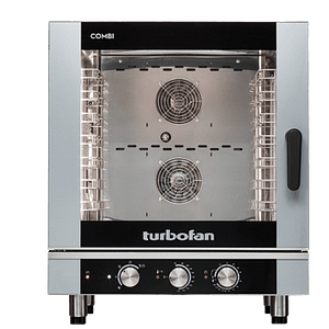 Turbofan EC40M7 7-tray electric combi oven, 777×835×942mm, 12.5kW 3-phase, stainless steel – front view, Australia