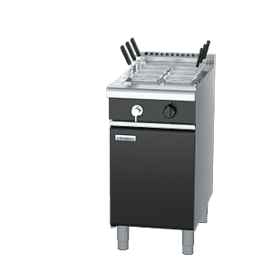 The Waldorf Bold PCLB8140G Gas Pasta Cooker features a patented 47MJ/hr infra-red burner, black enamel body, and stainless steel open pan. Ideal for stylish, high-performance pasta production in Australian commercial kitchens.