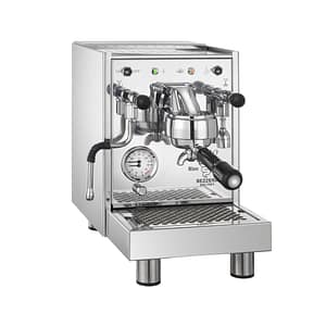 Bezzera BZ10 semi professional espresso machine, 250×380×430 mm, 1.5L boiler, 1.3kW, stainless steel – three-quarter view, Australia