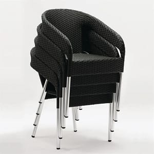 Bolero CG223 Wicker Wraparound Bistro Chairs – Charcoal