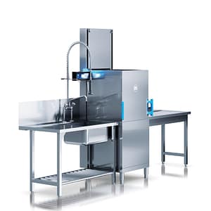 Meiko M-iClean HXL AirConcept automatic hood type dishwasher, 120 baskets/hr, stainless steel – front view, Australia