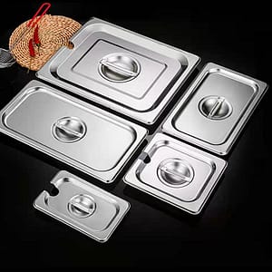 Kitchen Knock Stainless Steel Notched Cover (Lid) for GN Pan 1/2 | Pack of 6