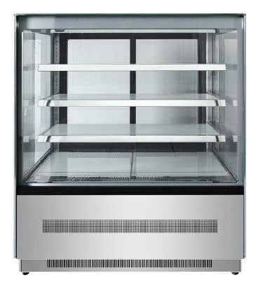 Atosa WDF177Z four-tier cake display fridge, 1700×750×1350 mm, heated glass, stainless steel, 730L – three-quarter view, Australia
