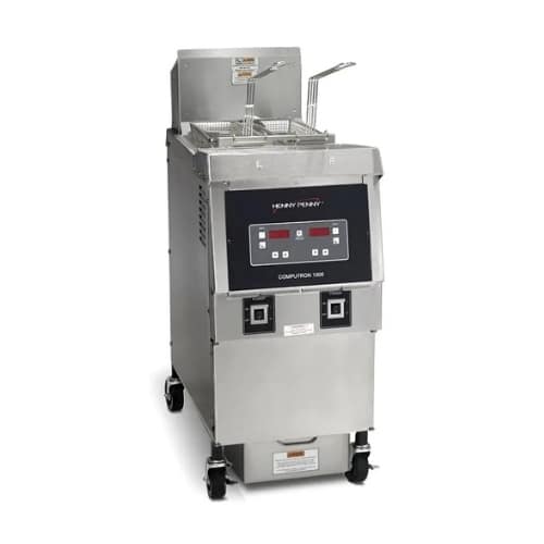 Henny Penny OFG-321-1000 Gas Open Fryer showcasing digital controls & self-oil filtration, ideal for commercial kitchen frying.
