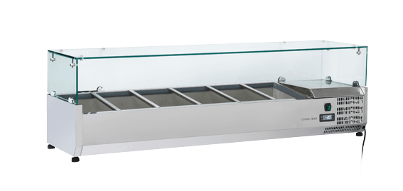 Anvil VRX1500 Refrigerated Glass Ingredient Unit with 6 GN Pan Capacity – 1500mm Wide