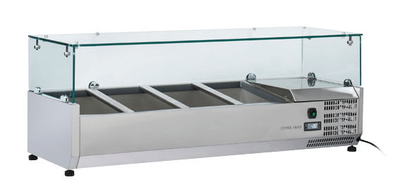 Anvil VRX1200 Glass Canopy Refrigerated Ingredient Unit with 4 GN Pan Capacity – 1200mm