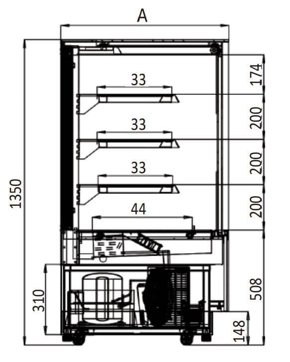 Atosa WDF177Z Cake Display – 1700mm, Four Tier, 730L - Image 4