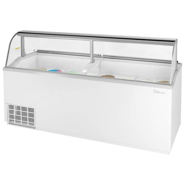 Turbo Air TIDC-91W ice cream dipping cabinet 16 tubs 834L, curved glass display, 2258mm wide – Australia