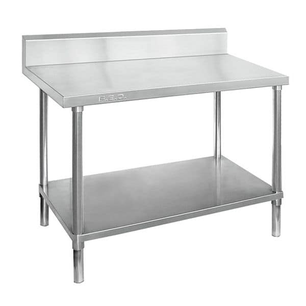 alt="Ex-Showroom 600mm Workbench with Splashback - Affordable Stainless Steel"