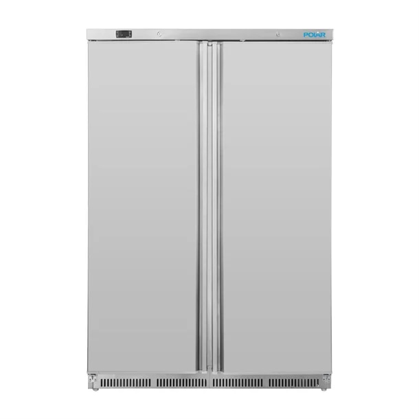 Polar CZ783-A stainless steel double door commercial fridge, 744L, 1215×585×1853 mm, R290, 2–8°C – three-quarter view, Australia