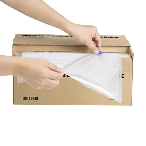 Vogue AP908 Vacuum Pack Roll with Cutter – 300mm x 30m | Embossed Poly Roll - Image 3