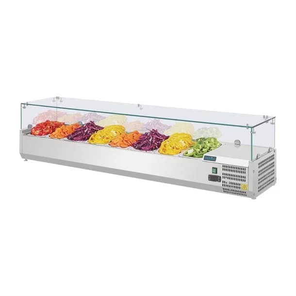 Polar G610-A G-Series Prep Fridge – 8× 1/4GN, Glass Sneeze Guard, 1800mm - Image 5