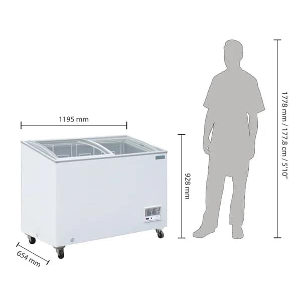 Polar GM499-A G-Series Display Chest Freezer – 270L Glass Top | Commercial - Image 3