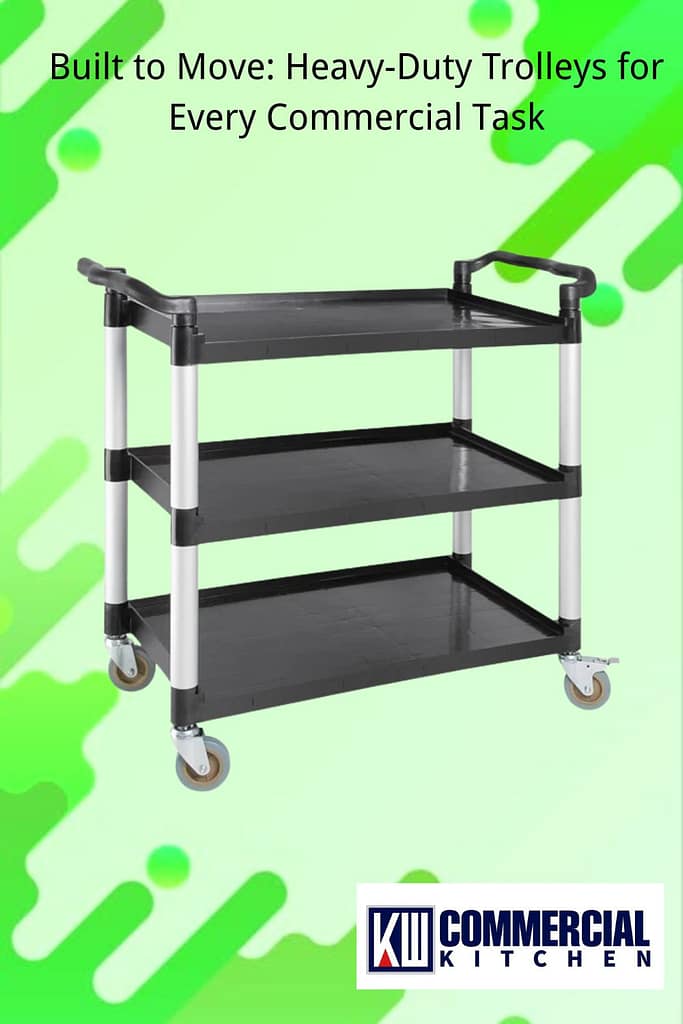 Kitchen Knock Black 3 Tier Polypropylene Mobile Trolley Large – 1000x500x980mm