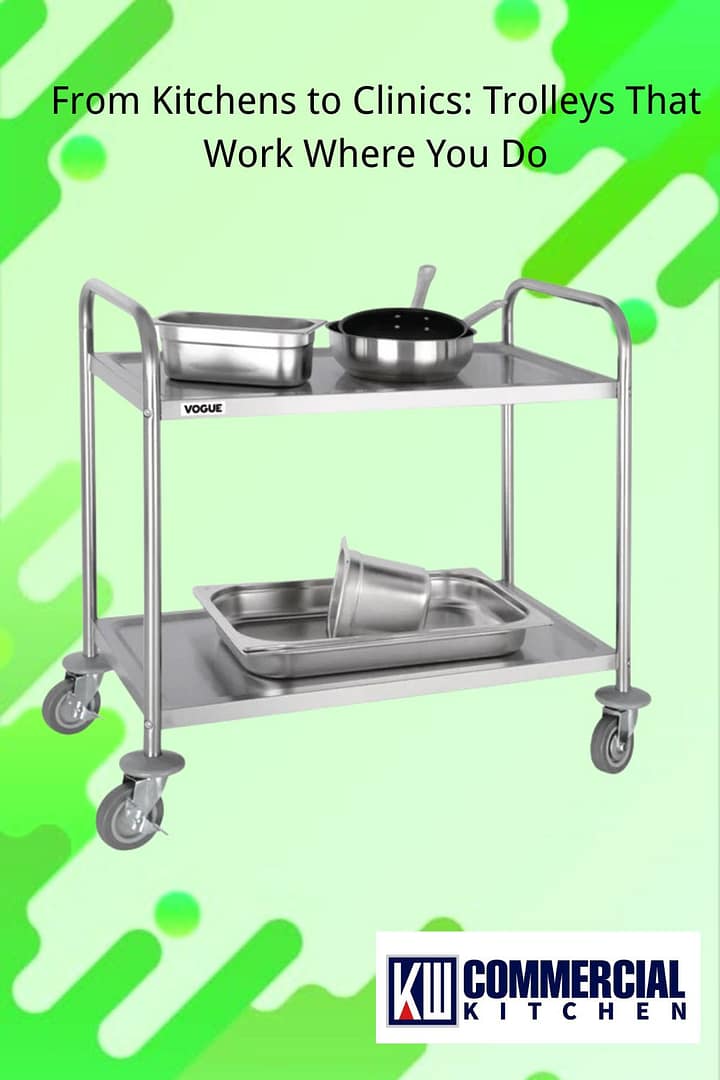 Vogue F998 Stainless Steel 2 Tier Clearing Trolley Large – 128kg Capacity