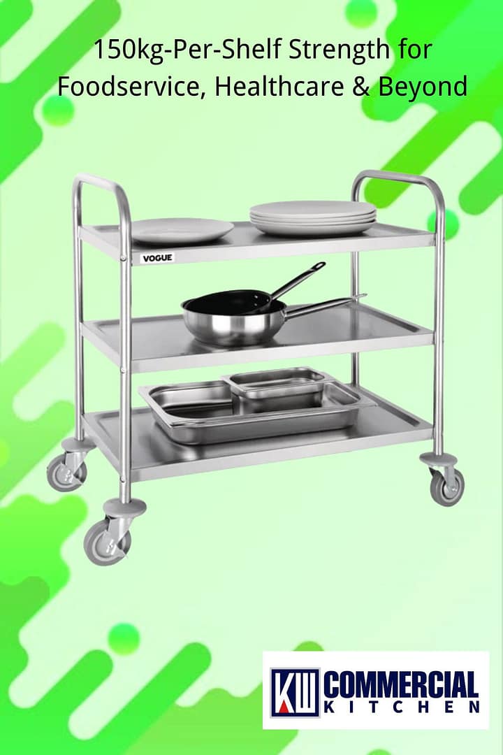 Vogue Stainless Steel 3 Tier Clearing Trolley Medium (F994) – Streamline Your Service
