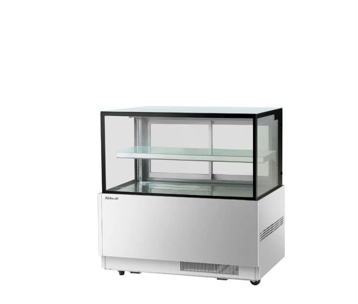 Turbo Air TBP1500-1 2 tier cake display fridge with heated front glass, 1500×700×1170 mm, 3/4HP compressor – three-quarter view, Australia