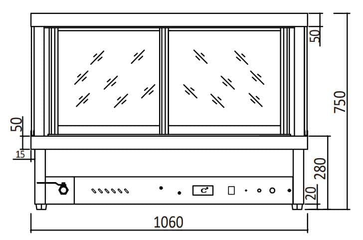 Atosa CRB-12 Square Glass Hot Food Display – 12 Pan Wet & Dry Bain Marie - Image 3