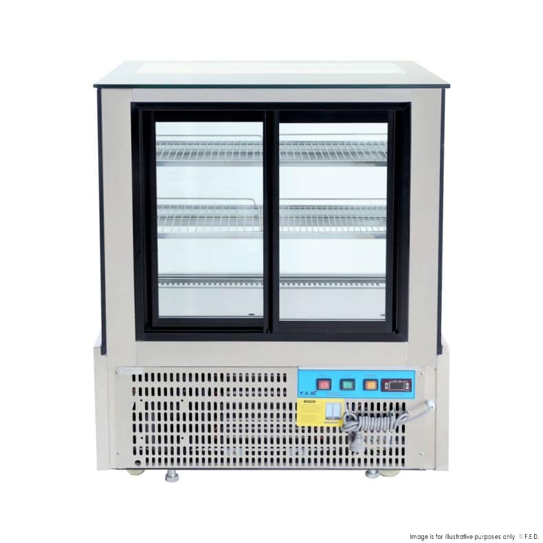 Bonvue SSU90-2XB Black Trim Square Glass Cake Display – 900mm - Image 2