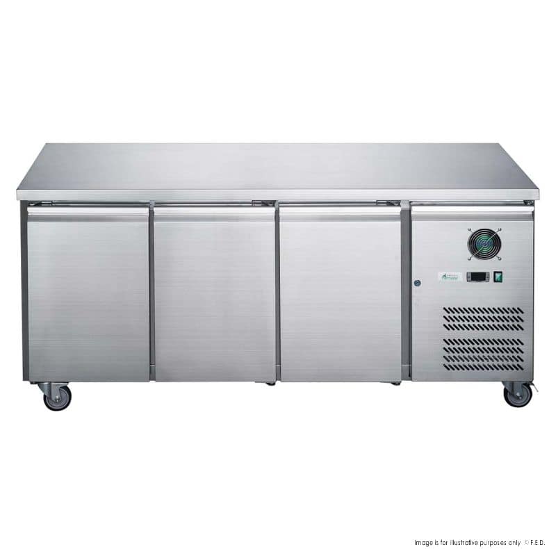 FED-X XUB7F18S3V Three Door Stainless Steel Bench Freezer with 417L Capacity