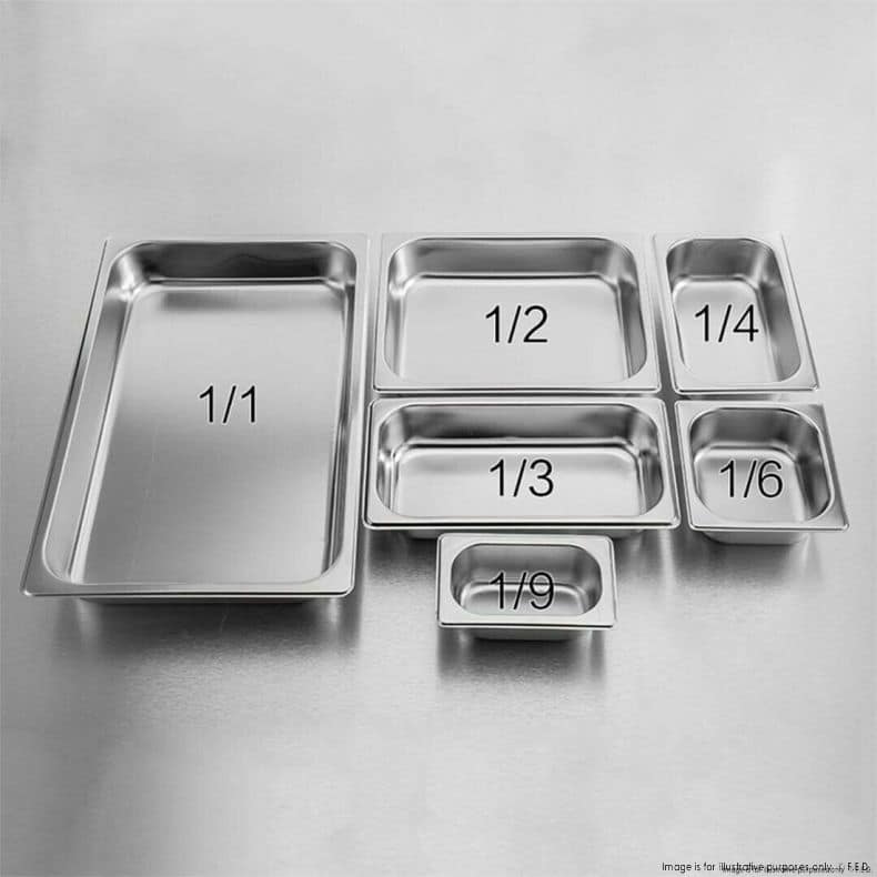 Commercial kitchen gastronorm tray size