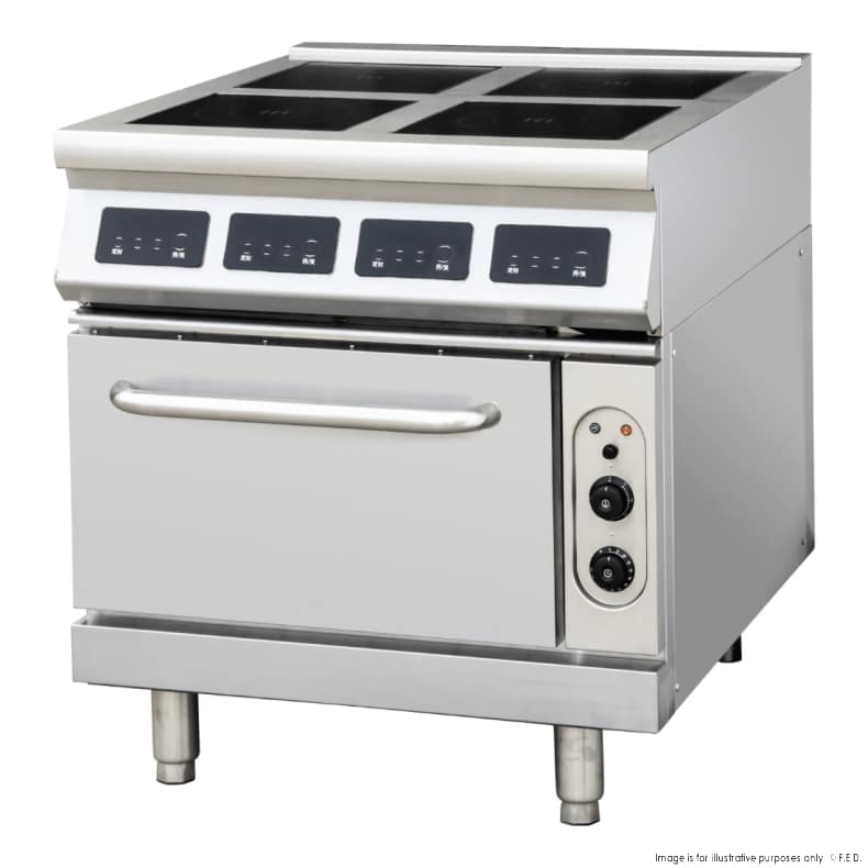 ElectMax IC9-4B 4 Burner Induction Range with Convection Oven – 415V Heavy-Duty Stainless Steel Cooker