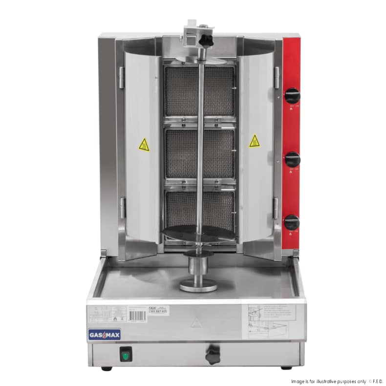 GasMax KB-3 Semi-Automatic 3 Burner Natural Gas Kebab Machine, 29kg, Stainless Steel