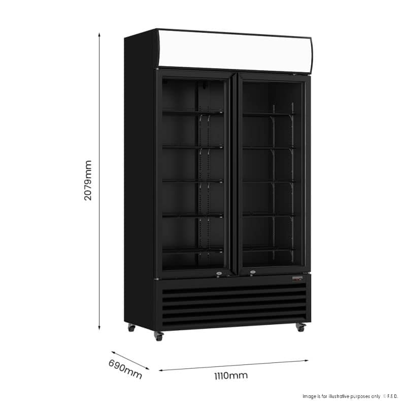 Thermaster LG-1000BP Beverage Fridge – 2 Glass Doors, Black - Image 3