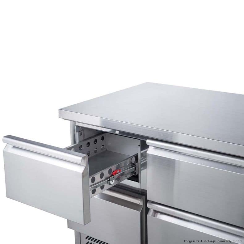 FED-X XGNS1300-6D 6 Drawer Workbench Fridge – 368L, GN Compatible, R290 - Image 4