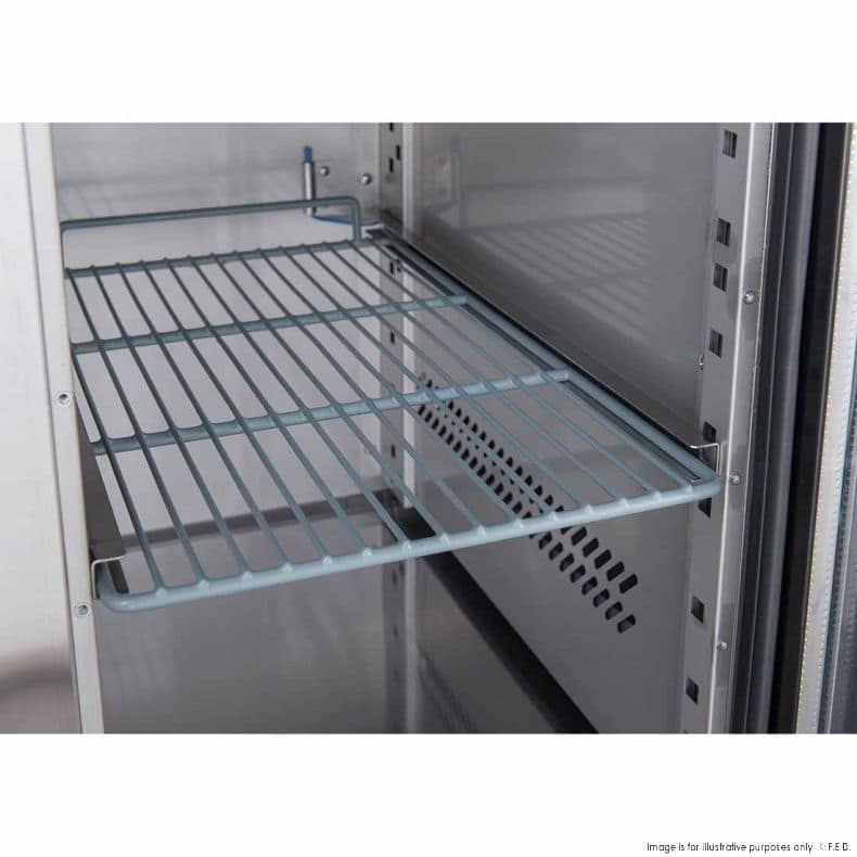 FED-X XUB7F18S3V Three Door Stainless Bench Freezer – 417L, Fan Forced, GN1/1 - Image 3