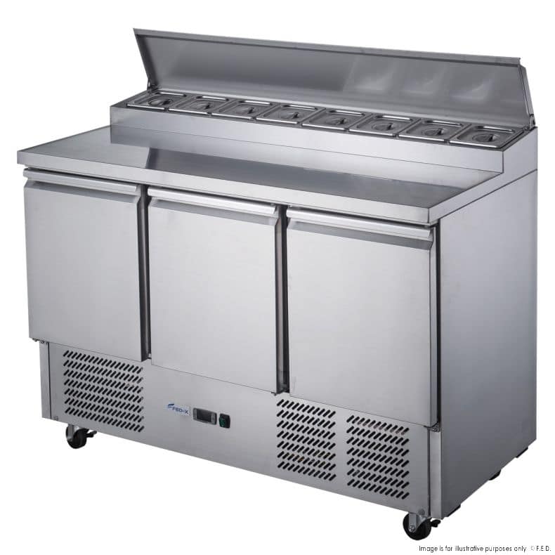 FED-X XGNS1300D Three Door Salad Prep Fridge – 368L, GN Slots, R290 - Image 4
