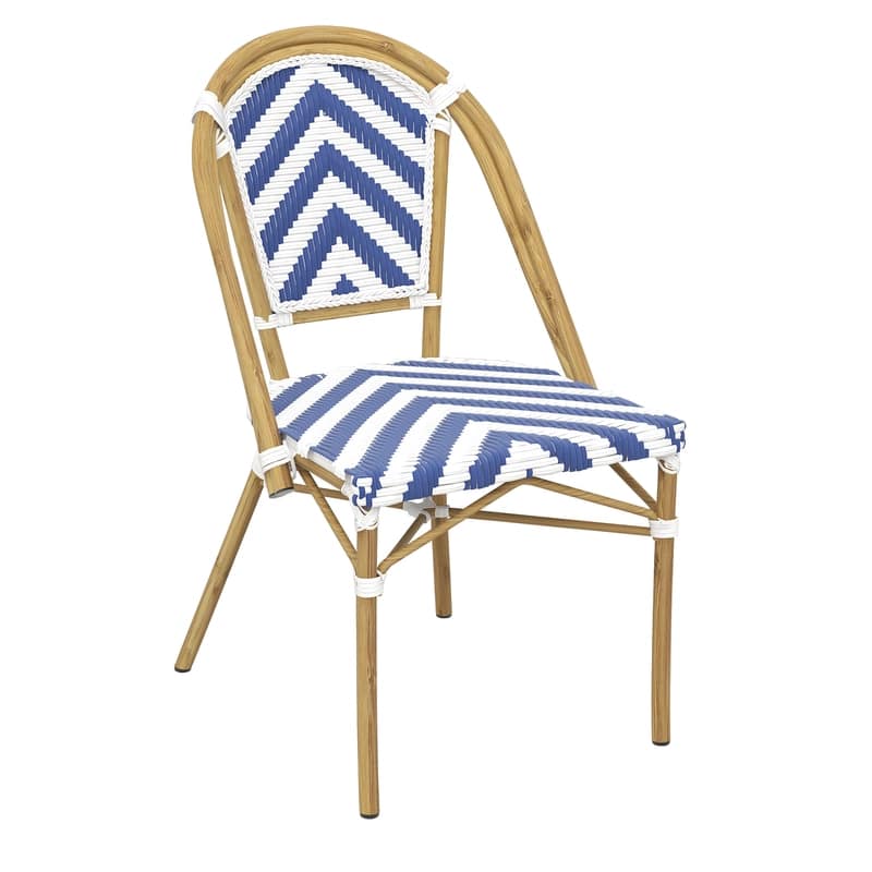 Eiffel Chair with Natural Frame in Navy/White Chevron -minmum order 4