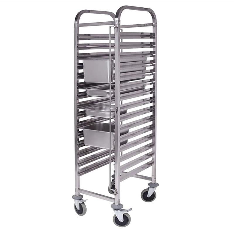 Kitchen Knock 397161 16-tier stainless steel bakery trolley for 400×600 mm trays with braked castors – Australia