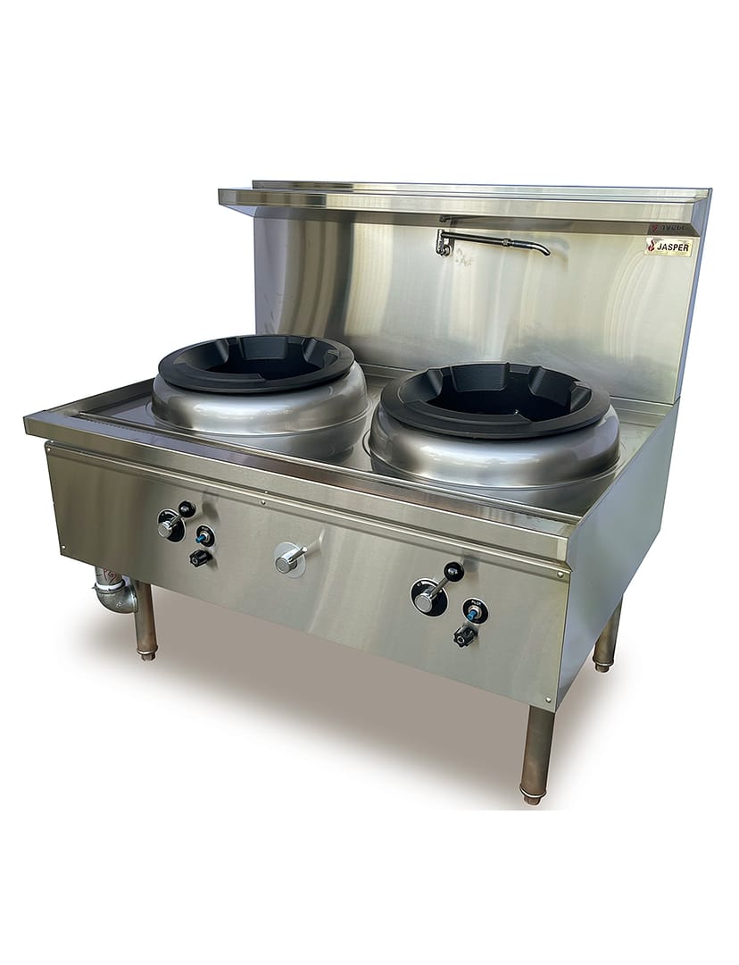 JASPER JA-2DB duckbill double wok range gas burner, ideal for Asian restaurant cooking with LPG or NG