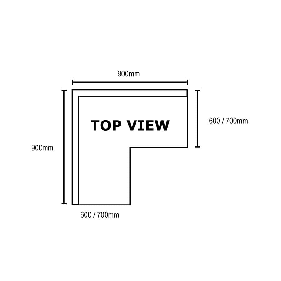 FED 0900-6-WBCB Corner Workbench – 600mm, Splashback & Undershelf - Image 2
