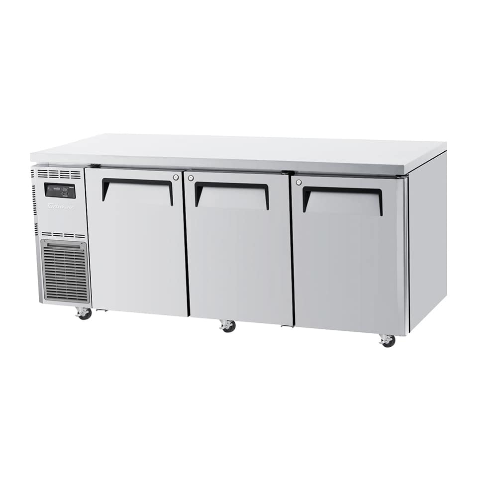 Turbo Air KUF18-3-N 3-door undercounter freezer 1800×700×855 mm, -21°C to -12°C, R290, stainless steel – front view, Australia