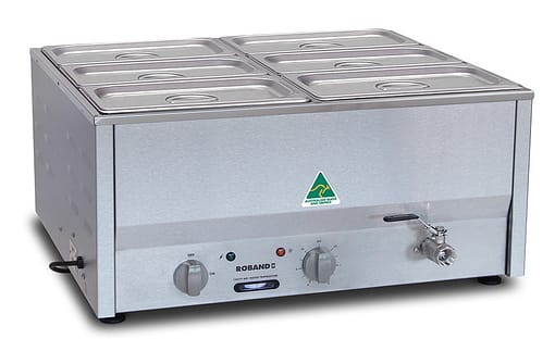 Roband BM4B Counter Top (Hot) Bain Marie 6 x 1/3 Size (100mm) Pans + Lids