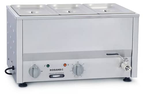 Roband BM2B Countertop Bain Marie - 3 x 1/3 Size Pans, Stainless Steel, 100mm Depth