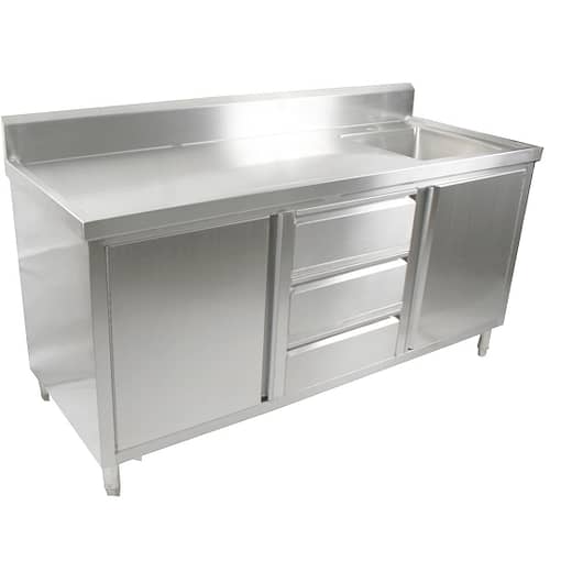 FED SC-6-2100R-H Stainless Steel Cabinet with Right Sink