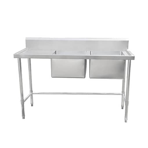 Kitchen Knock Full Stainless Steel Double Sink Bench – 1800x600mm