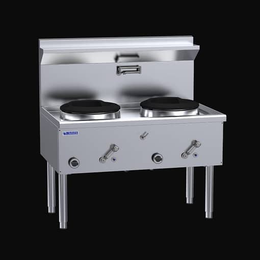 Luus WZ-2C Australian-Made Waterless Wok with 2 High-Efficiency Chimney Burners / Duckbill (WZ-2C)