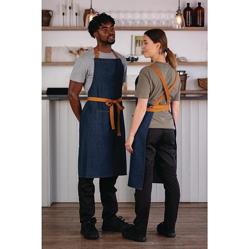 Southside X-Cross Back Apron Blue Denim D984
