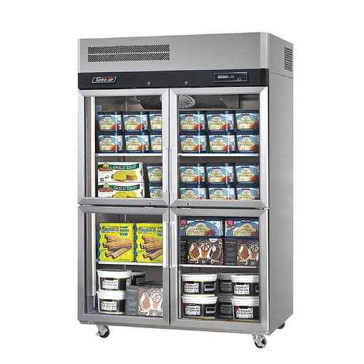 Turbo Air KF45-4G(HC) 4 Half Glass Door Top Mount Upright Freezer | 1215L Capacity